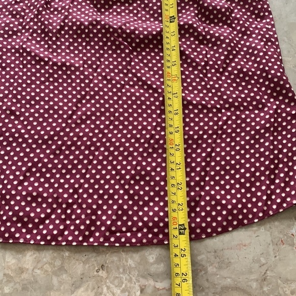REBECCA TAYLOR Tailored Polka dot maroon tank top blouse size L key hole silk - Picture 8 of 9